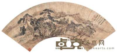 王翚 1701年作 山水 扇面 16×53cm